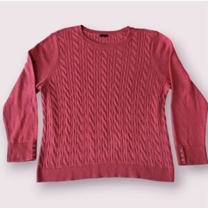 Talbots Plus sweater cable knit crewneck soft salmon button cuffs career…